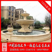 石雕水钵 大理石喷泉 广场黄锈石喷泉 小区喷泉